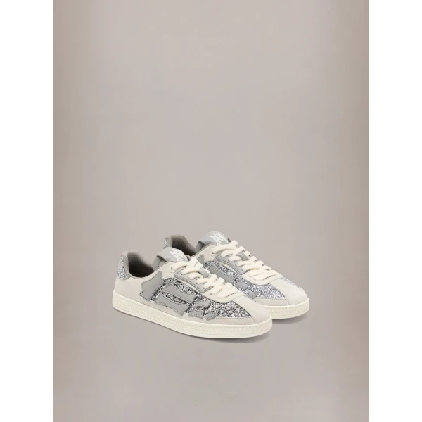 Amiri Glitter Pacific Bones Sneakers in Silver Grey, view 2 | Sneakers | Coveti