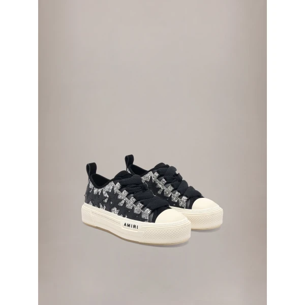Amiri Glitter Stars Court Low Sneakers in Grey, view 2 | Sneakers | Coveti