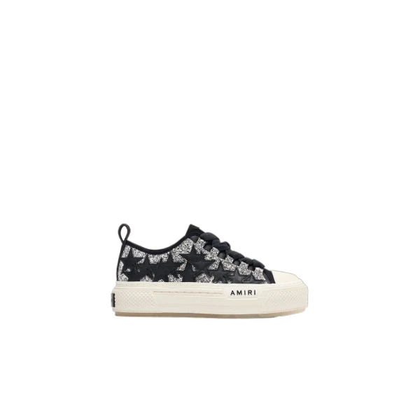 Amiri Glitter Stars Court Low Sneakers in Grey | Sneakers | Coveti