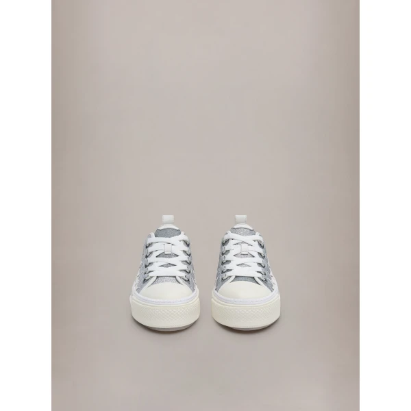 Amiri Glitter Stars Court Low Sneakers in Silver, view 3 | Sneakers | Coveti