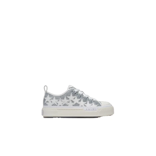 Amiri Glitter Stars Court Low Sneakers in Silver | Sneakers | Coveti