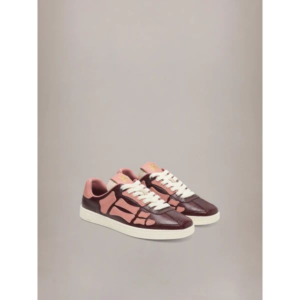 Amiri Lizard Embossed Pacific Bones Sneakers in Plum, view 2 | Sneakers | Coveti