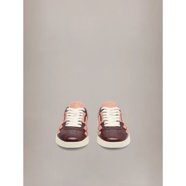 Amiri Lizard Embossed Pacific Bones Sneakers in Plum, view 3 | Sneakers | Coveti