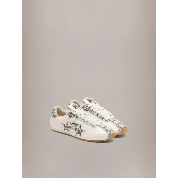 Amiri Lizard Embossed Pacific Flat Sneakers in Alabaster, view 2 | Sneakers | Coveti