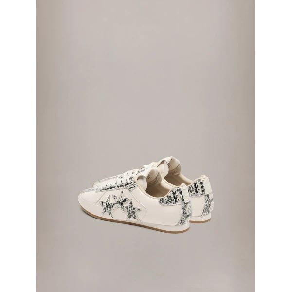 Amiri Lizard Embossed Pacific Flat Sneakers in Alabaster, view 4 | Sneakers | Coveti