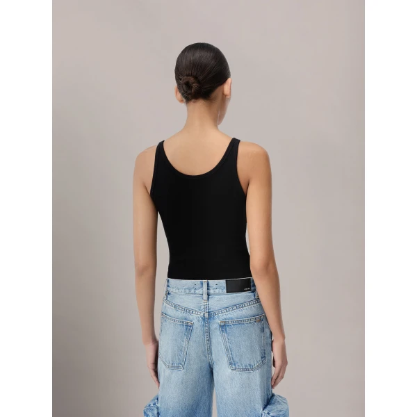 Amiri MA Embroidered Ribbed Tank in Black, view 5 | Sleeveless | Coveti