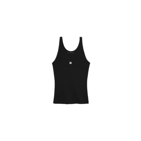 Amiri MA Embroidered Ribbed Tank in Black | Sleeveless | Coveti