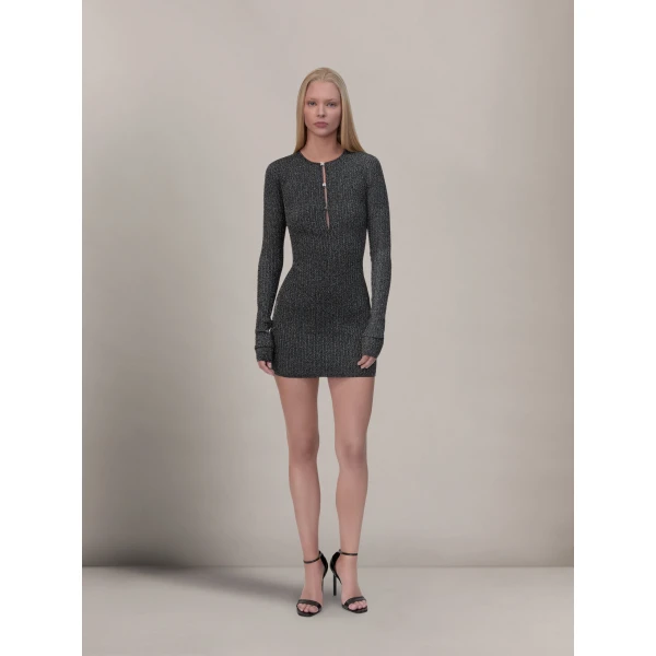 Amiri MA Hardware Mini Dress in Black, view 2 | Mini Dresses | Coveti