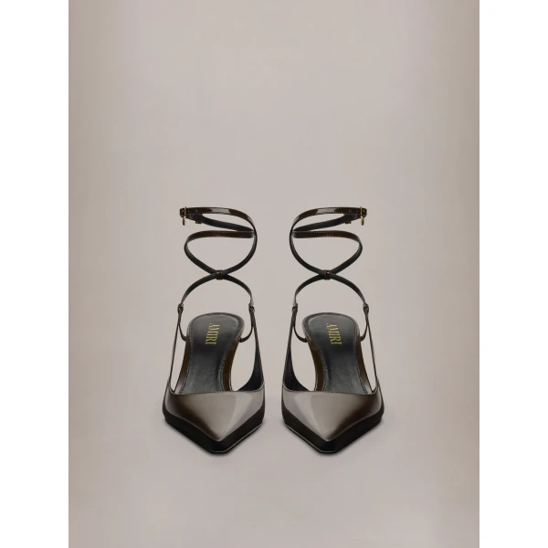 Amiri MA Kitten Heel in Chocolate, view 3 | Heels | Coveti
