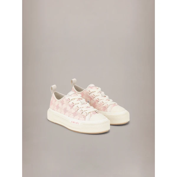 Amiri MA Quad Canvas Court Low Sneakers in Garden Rose, view 2 | Sneakers | Coveti