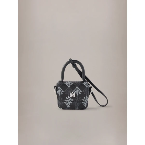 Amiri MA Quad Canvas MA Charm in Black, view 2 | Bag charms | Coveti