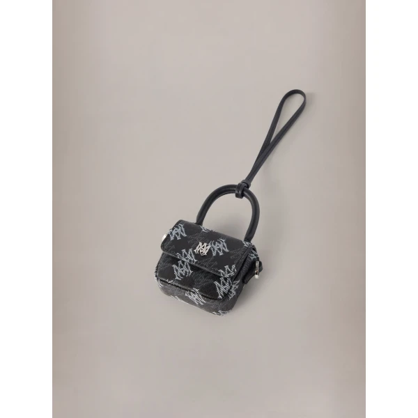 Amiri MA Quad Canvas MA Charm in Black, view 3 | Bag charms | Coveti