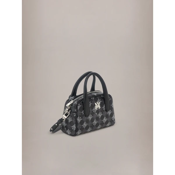 Amiri MA Quad Canvas Micro Bowling Bag in Black, view 3 | Mini Bags | Coveti