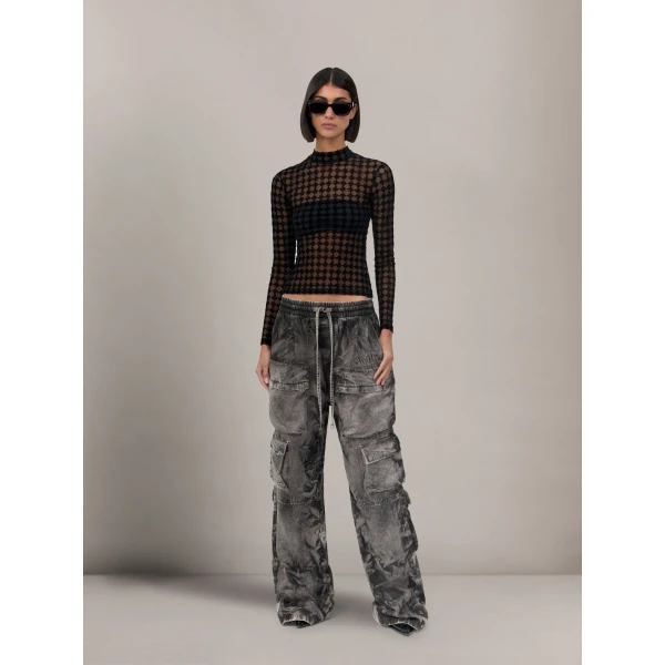 Amiri MA Quad Flocked Top in Black, view 2 | Tops | Coveti