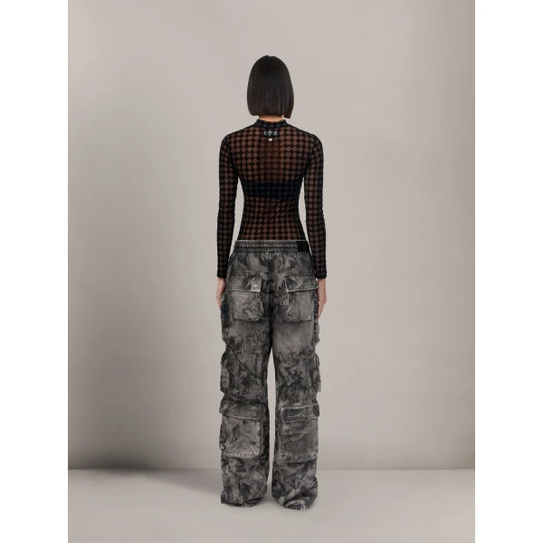 Amiri MA Quad Flocked Top in Black, view 3 | Tops | Coveti