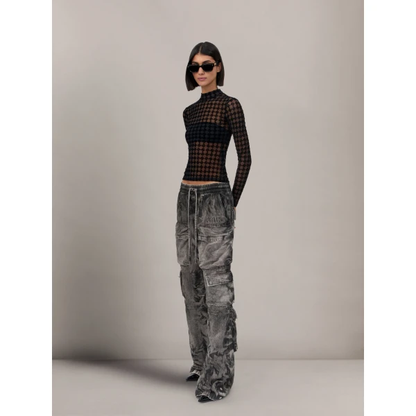 Amiri MA Quad Flocked Top in Black, view 4 | Tops | Coveti