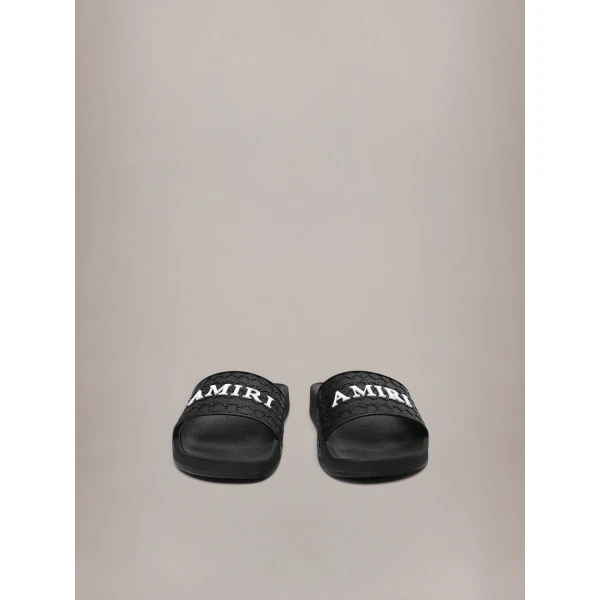 Amiri MA Quad Pool Slide in Black, view 3 | Flip Flops & Slides | Coveti