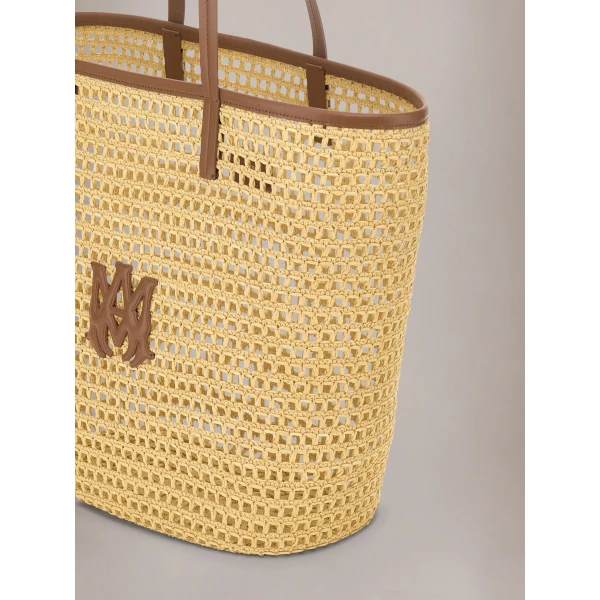 Amiri MA Raffia Tote in Natural, view 4 | Totes & Top-Handle Bags | Coveti
