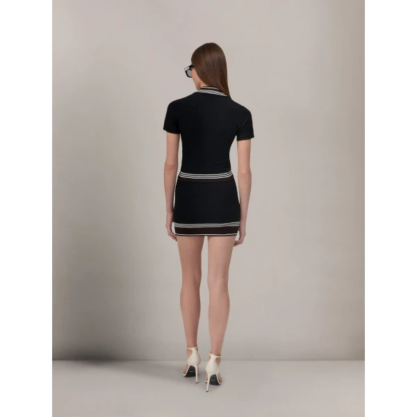 Amiri MA Stripe Mini Skirt in Black, view 4 | Mini Skirts | Coveti