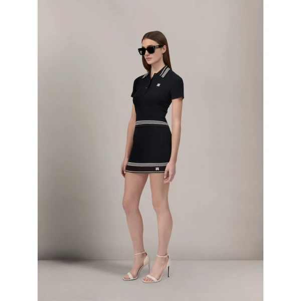 Amiri MA Stripe Polo in Black, view 3 | Tops | Coveti