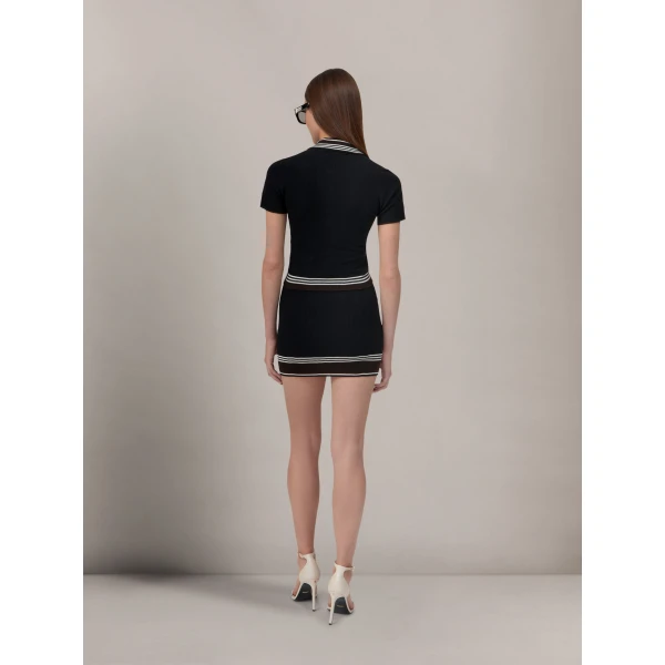 Amiri MA Stripe Polo in Black, view 4 | Tops | Coveti
