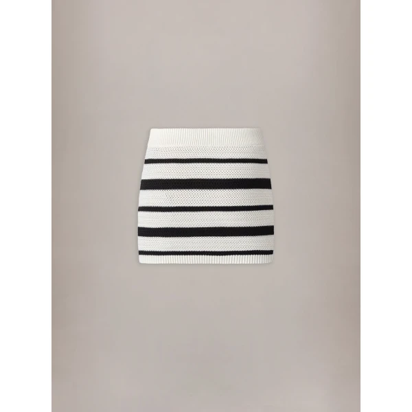 Amiri MA Striped Mini Skirt in Black Alabaster, view 2 | Mini Skirts | Coveti