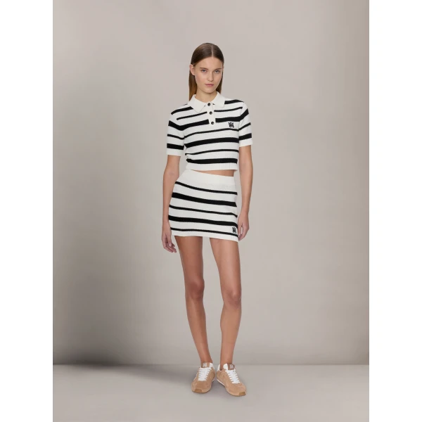 Amiri MA Striped Mini Skirt in Black Alabaster, view 3 | Mini Skirts | Coveti