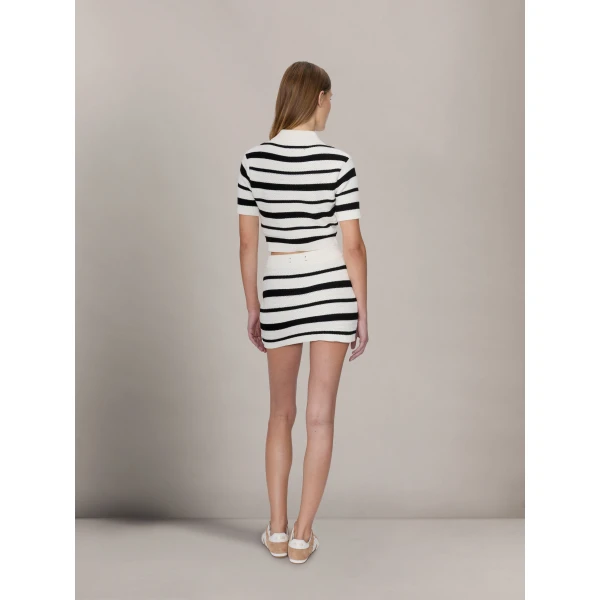 Amiri MA Striped Mini Skirt in Black Alabaster, view 5 | Mini Skirts | Coveti