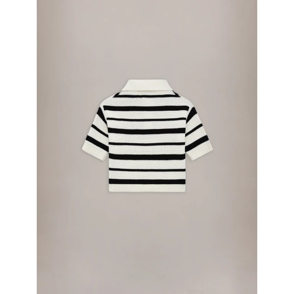 Amiri MA Striped Polo in Black Alabaster, view 2 | Tops | Coveti