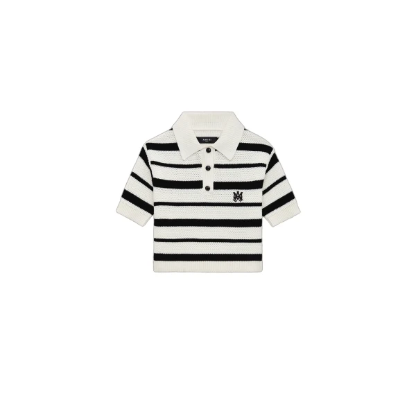 MA Striped Polo in Black Alabaster