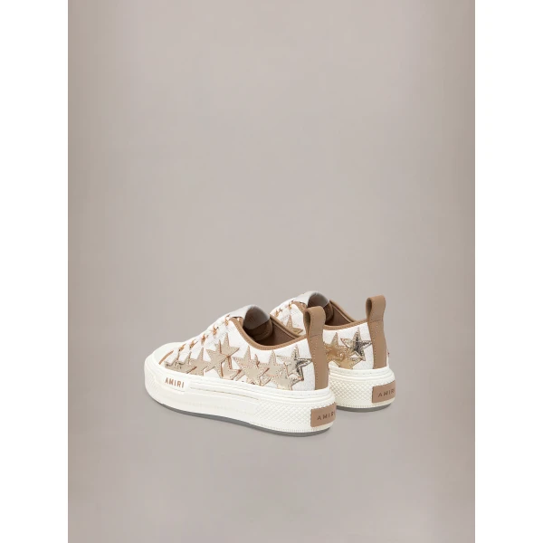 Amiri Metallic Stars Court Low Sneakers in Dark Brown, view 4 | Sneakers | Coveti