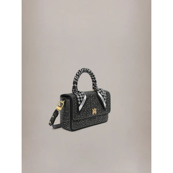 Amiri Micro Long MA Crystal Bag in Black, view 3 | Mini Bags | Coveti