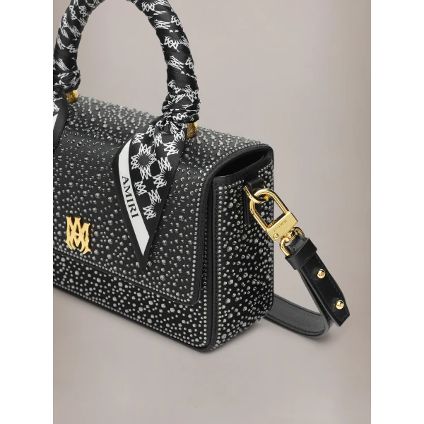 Amiri Micro Long MA Crystal Bag in Black, view 4 | Mini Bags | Coveti