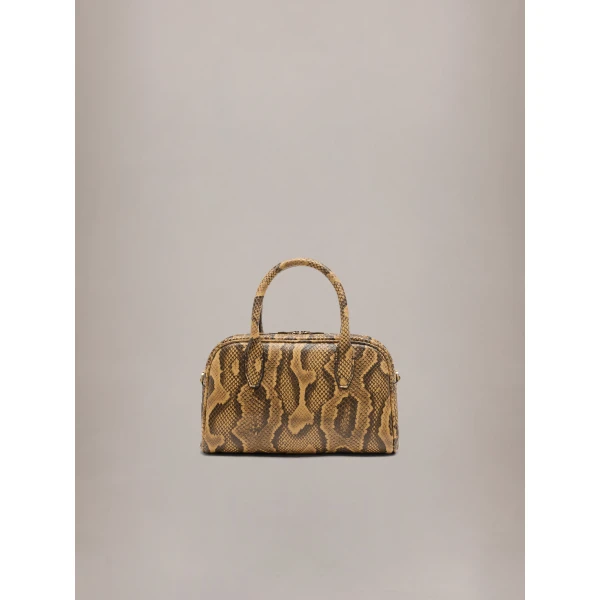 Amiri Python Embossed MA Bowling Bag in Brown, view 2 | Totes & Top-Handle Bags | Coveti