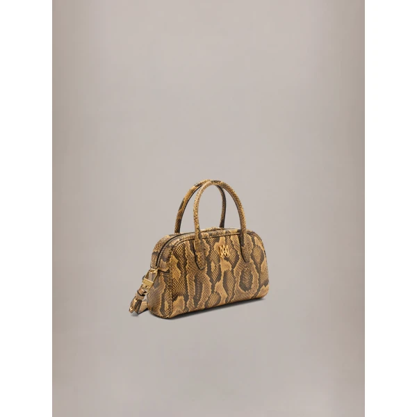 Amiri Python Embossed MA Bowling Bag in Brown, view 3 | Totes & Top-Handle Bags | Coveti