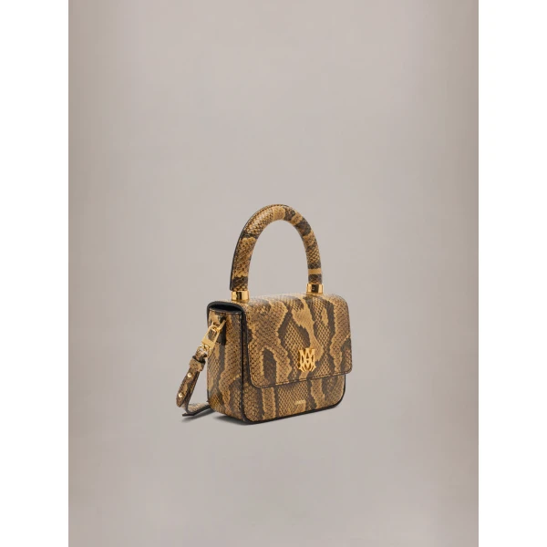 Amiri Python Embossed Micro MA Bag in Brown, view 3 | Mini Bags | Coveti