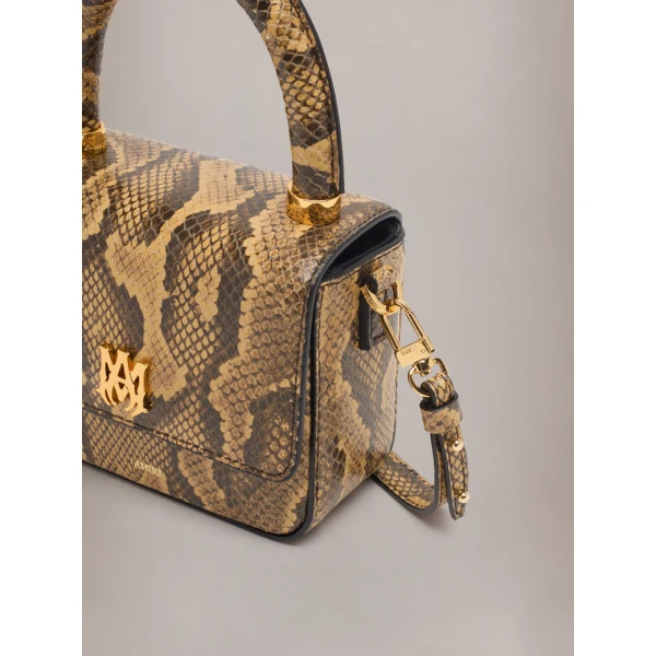Amiri Python Embossed Micro MA Bag in Brown, view 4 | Mini Bags | Coveti