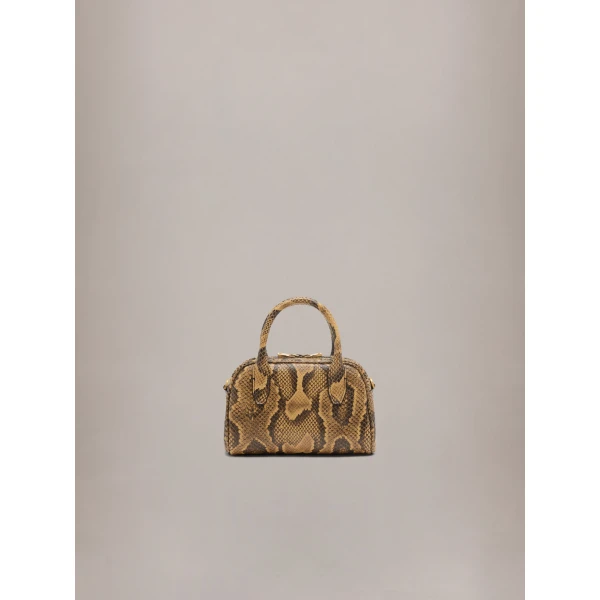 Amiri Python Embossed Micro MA Bowling Bag in Brown, view 2 | Mini Bags | Coveti