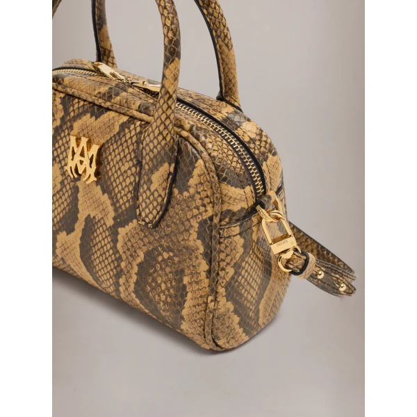 Amiri Python Embossed Micro MA Bowling Bag in Brown, view 4 | Mini Bags | Coveti