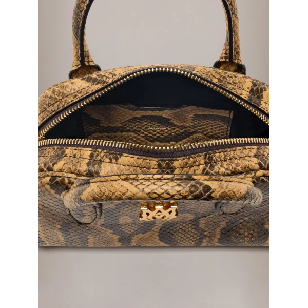 Amiri Python Embossed Micro MA Bowling Bag in Brown, view 5 | Mini Bags | Coveti