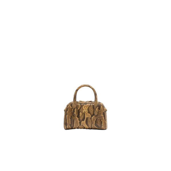 Amiri Python Embossed Micro MA Bowling Bag in Brown | Mini Bags | Coveti