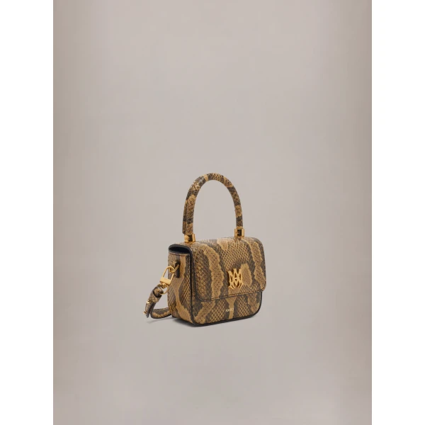 Amiri Python Embossed Nano MA Bag in Brown, view 3 | Mini Bags | Coveti
