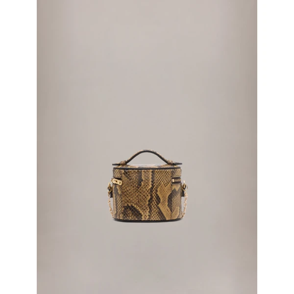 Amiri Python Embossed Nano Vanity Bag in Brown, view 2 | Mini Bags | Coveti