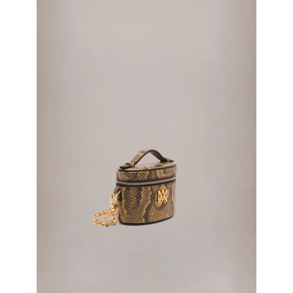 Amiri Python Embossed Nano Vanity Bag in Brown, view 3 | Mini Bags | Coveti