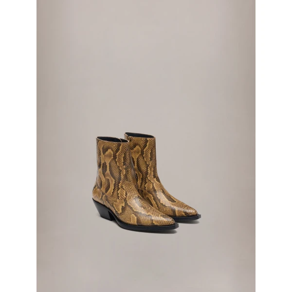 Amiri Python Embossed Print Ryder Boot in Brown, view 2 | Boots | Coveti