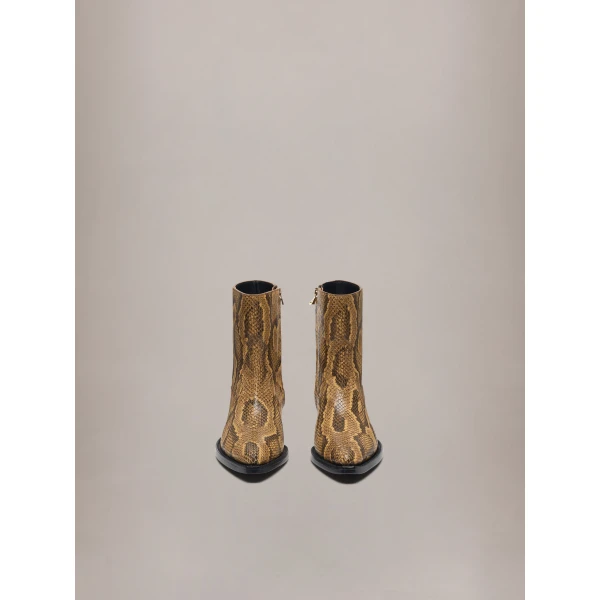 Amiri Python Embossed Print Ryder Boot in Brown, view 3 | Boots | Coveti