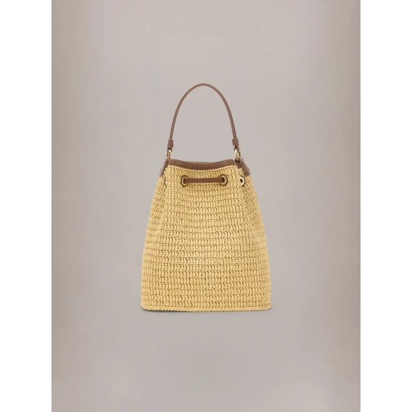 Amiri Raffia Micro MA Bucket Bag in Natural, view 2 | Bucket Bags | Coveti