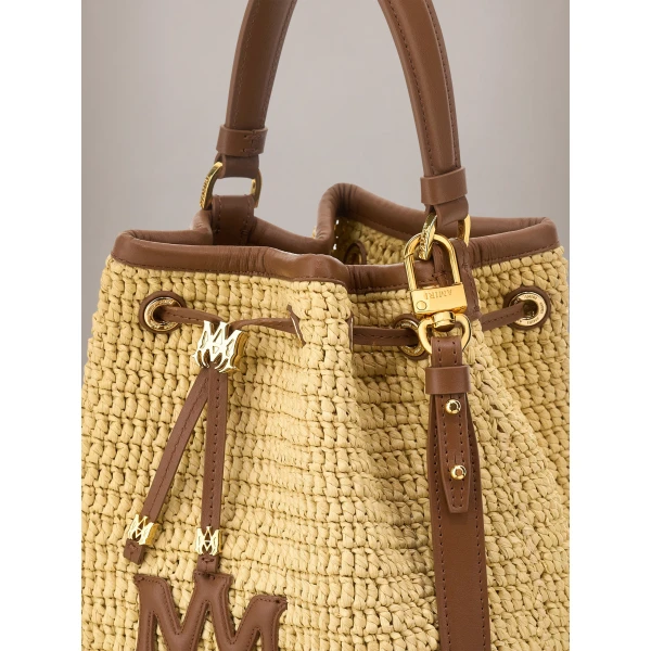 Amiri Raffia Micro MA Bucket Bag in Natural, view 4 | Bucket Bags | Coveti