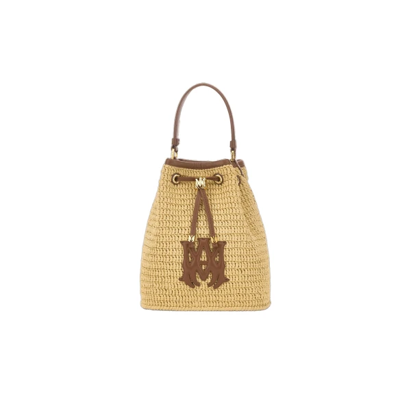 Raffia Micro MA Bucket Bag in Natural