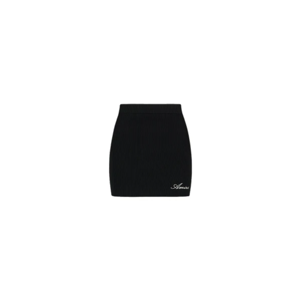 Script Rib Knit Mini Skirt in Black